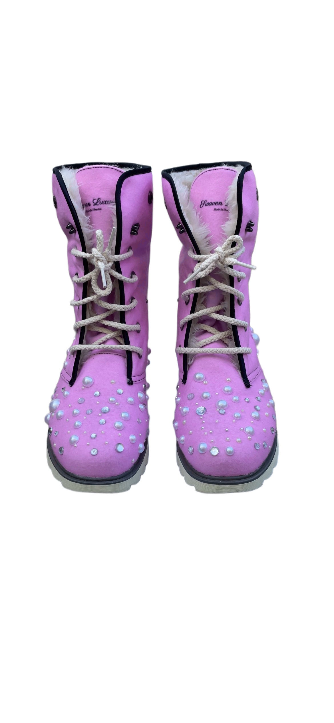THEE LUXURY FUR BOOTS 'PINK PRINT'