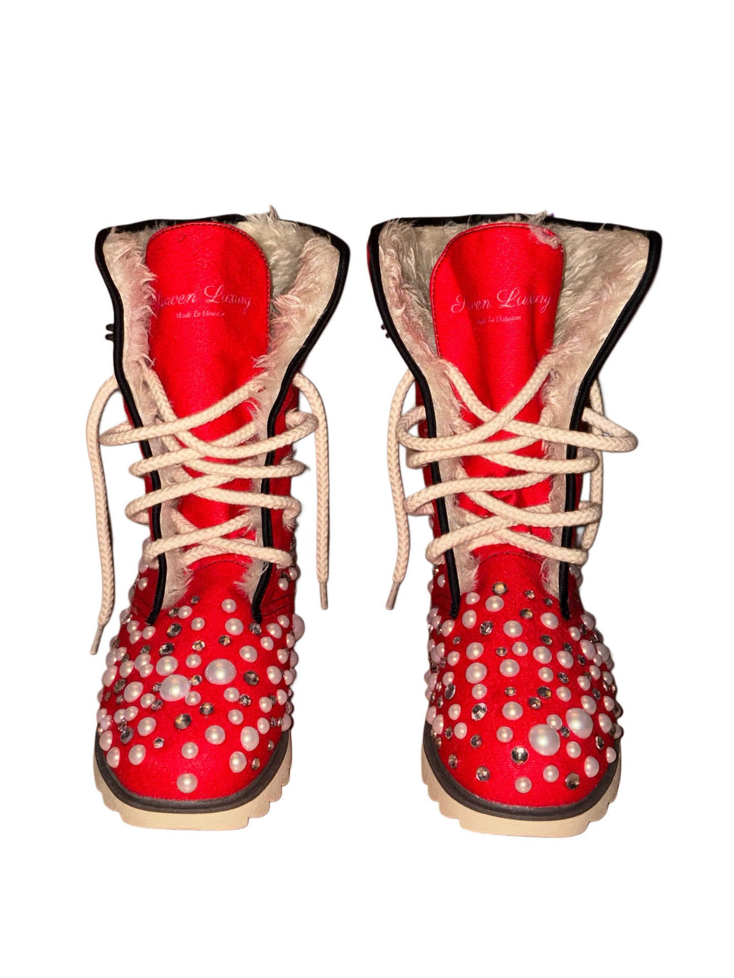 LUXURY FUR BOOTS ‘CRIMSON’