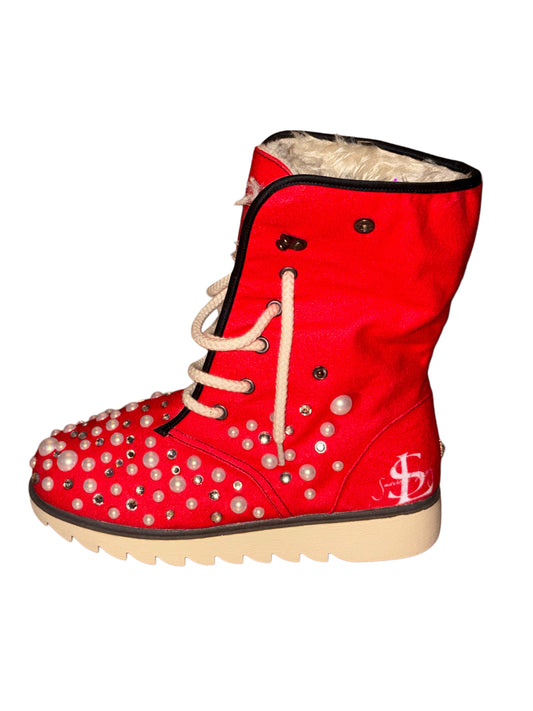 LUXURY FUR BOOTS ‘CRIMSON’
